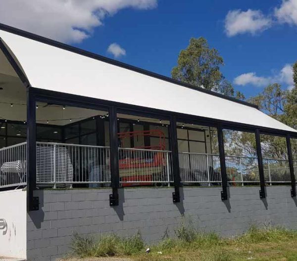 Commercial Building Installed with White Awning