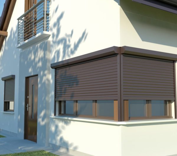 A Brown Electric Roller Shutters