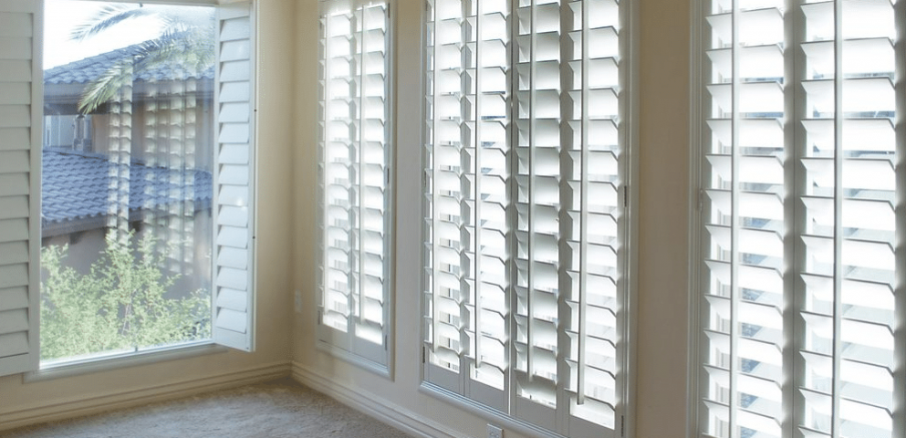 White Plantation Shutters in a Luxury Home